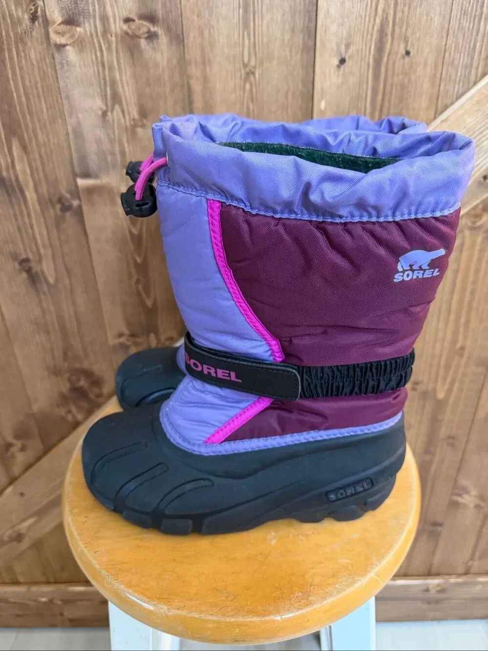 Sorel Kids Size 2 Purple Winter Snow Boots Waterproof Insulated Cold Weather